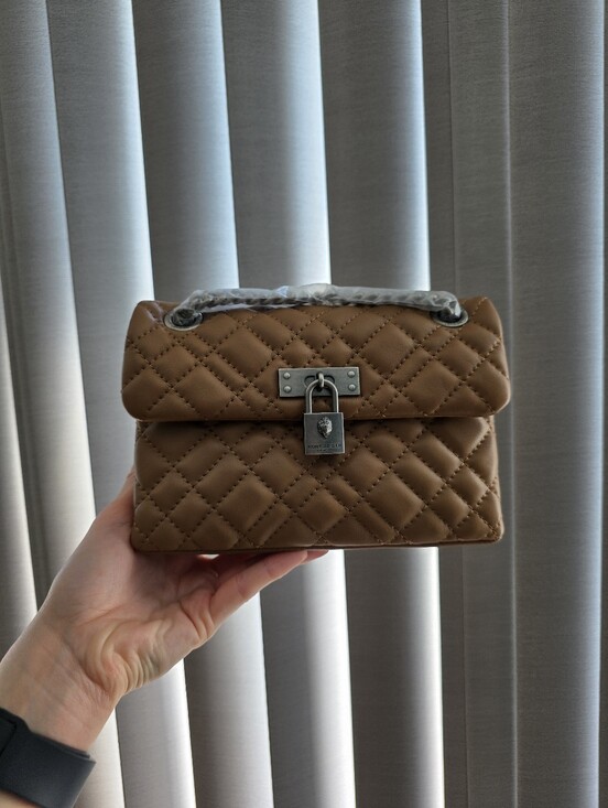 Kurt Geiger Handbags - Kurt Geiger Quilted Beige Shoulder Bag with Chain Strap